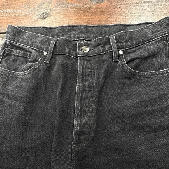 Goldsign‎ High Rise Straight Button Fly Jeans Tag 29" True 32" Black Orig $375 - Picture 14 of 15
